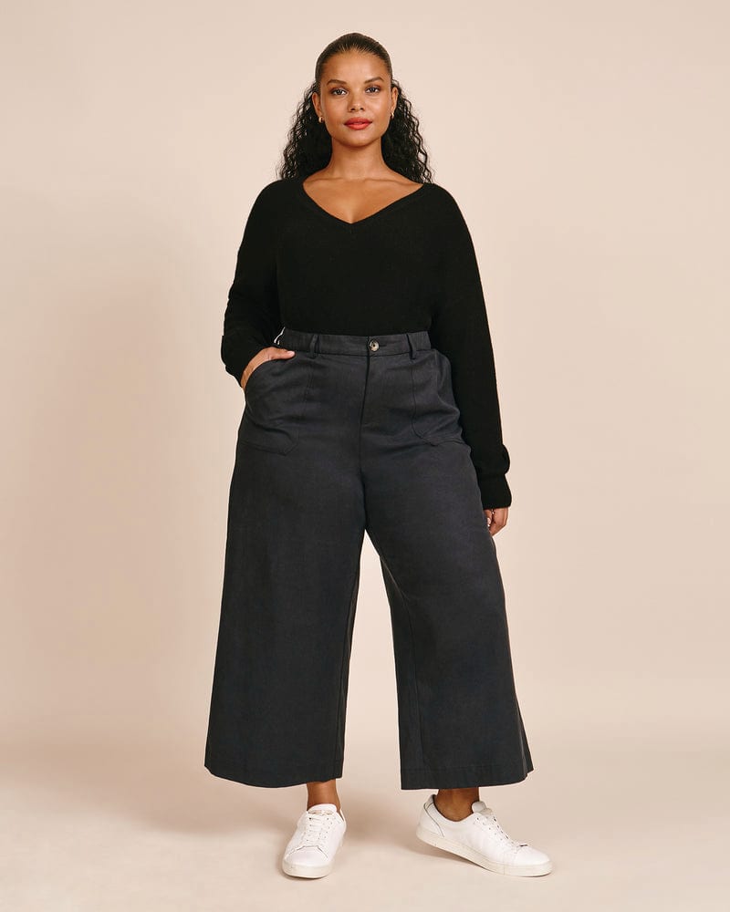 Plus size model wearing Quinn Cropped Wide Leg Pant by 11 Honoré Collection | Dia&Co | dia_product_style_image_id:199760